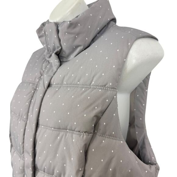 Gap Puffer Quilted Womens Vest Jacket Gray White Polka Dot Sleeveless Coat sz M - Picture 9 of 16